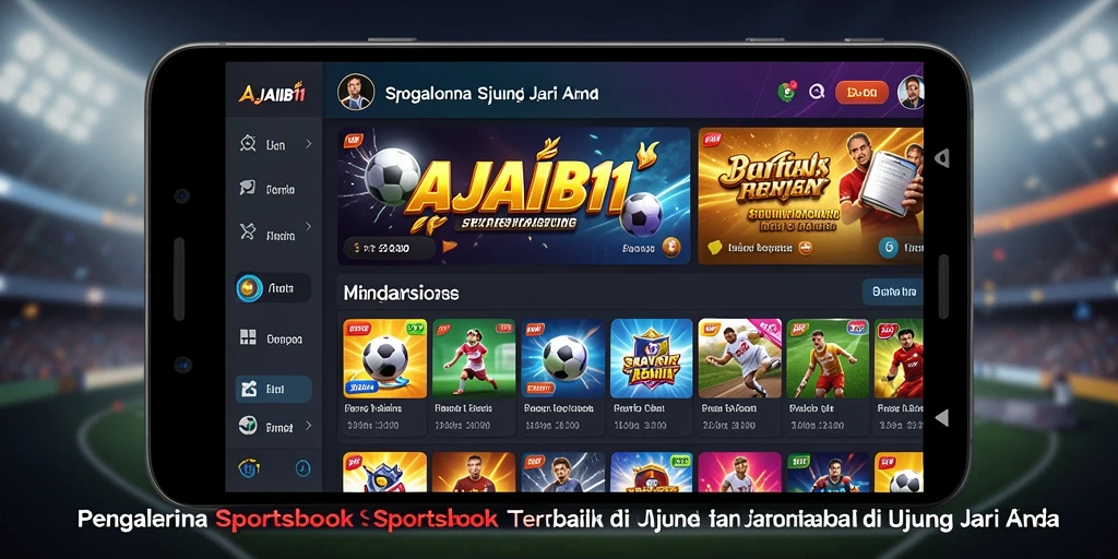 Screenshot AJAIB11 menampilkan pengalaman taruhan Sportsbook secara interaktif.