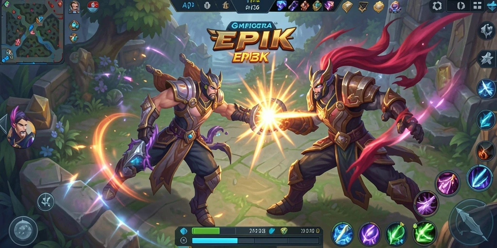 Tangkapan layar gameplay seru dalam API36 di arena MOBA.
