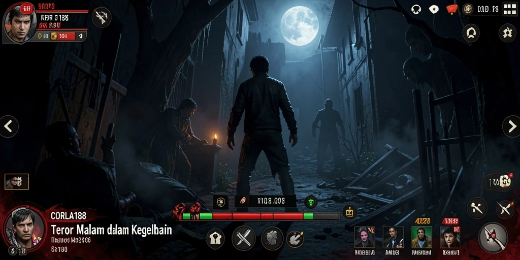 Screenshot CORLA188 menunjukkan suasana kelam dan menyeramkan yang menegangkan.