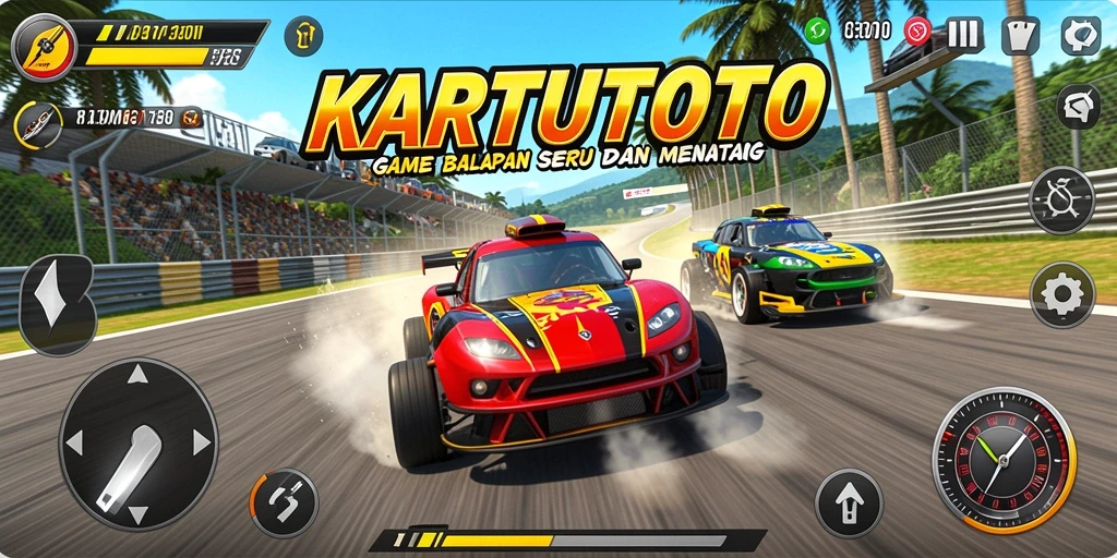 Tampilan gameplay KARTUTOTO yang menegangkan saat balapan.
