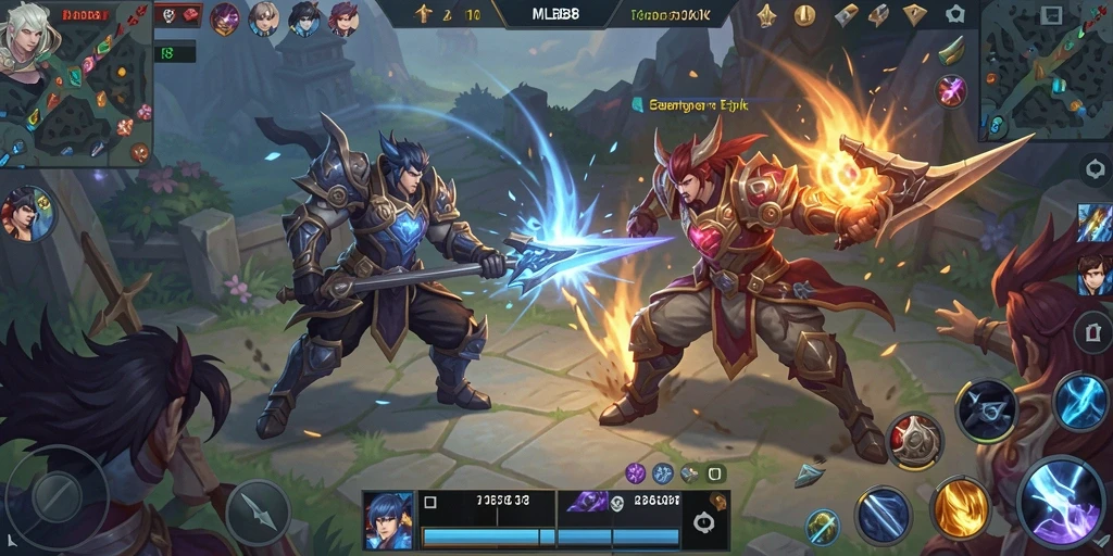 Screenshot utama MLBB8 menampilkan aksi pertarungan intens di arena MOBA.