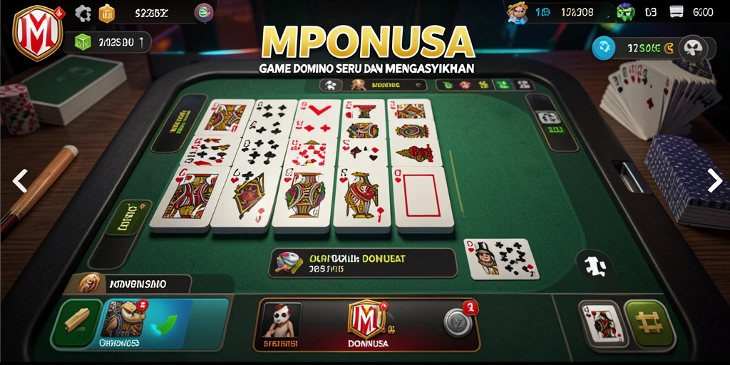 Screenshot gameplay MPONUSA menunjukkan serunya bermain domino online.