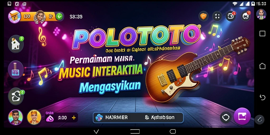 Screenshot gameplay POLOTOTO yang menampilkan tantangan musik interaktif.