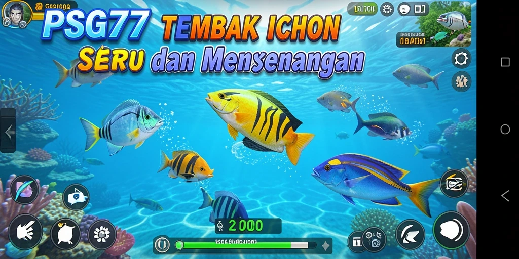 Screenshot tampilan gameplay Tembak Ikan PSG77 yang seru.