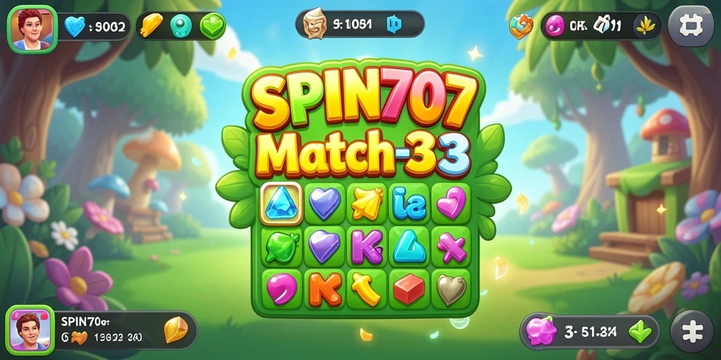 Screenshot permainan SPIN707 menunjukkan keseruan gameplay Match-3.