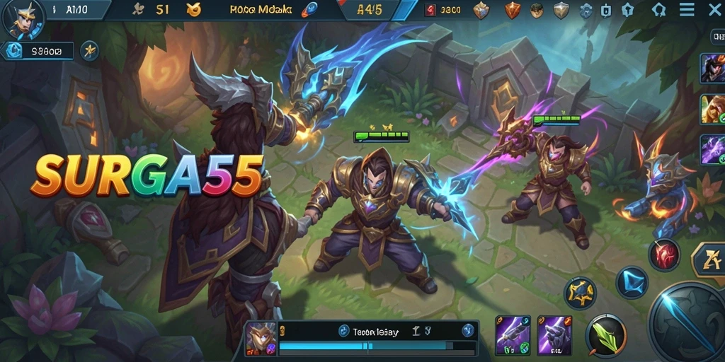 Tangkapan layar utama menampilkan aksi seru gameplay MOBA.