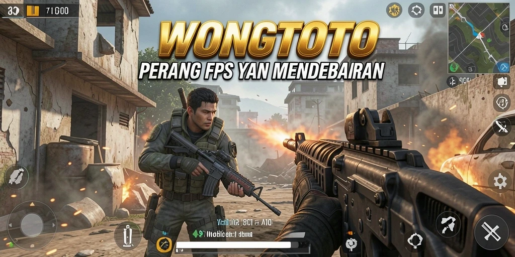 Screenshot gameplay WONGTOTO menunjukkan aksi menembak yang intens.